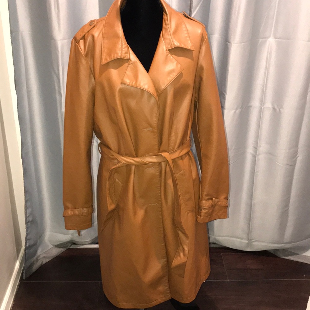 Faux leather trench coat